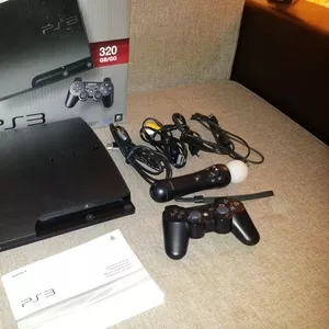 Срочно продам PS3 Slim, 320 GB,  Move+камера (идеал. сост.)