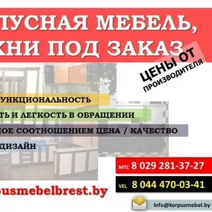 Корпусная мебель,  кухни под заказ в Бресте! Цены от производителя!